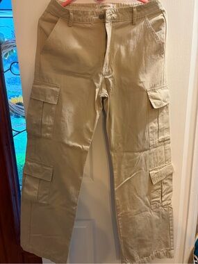 Women's Khaki Cargo Pants with Utility Pockets -